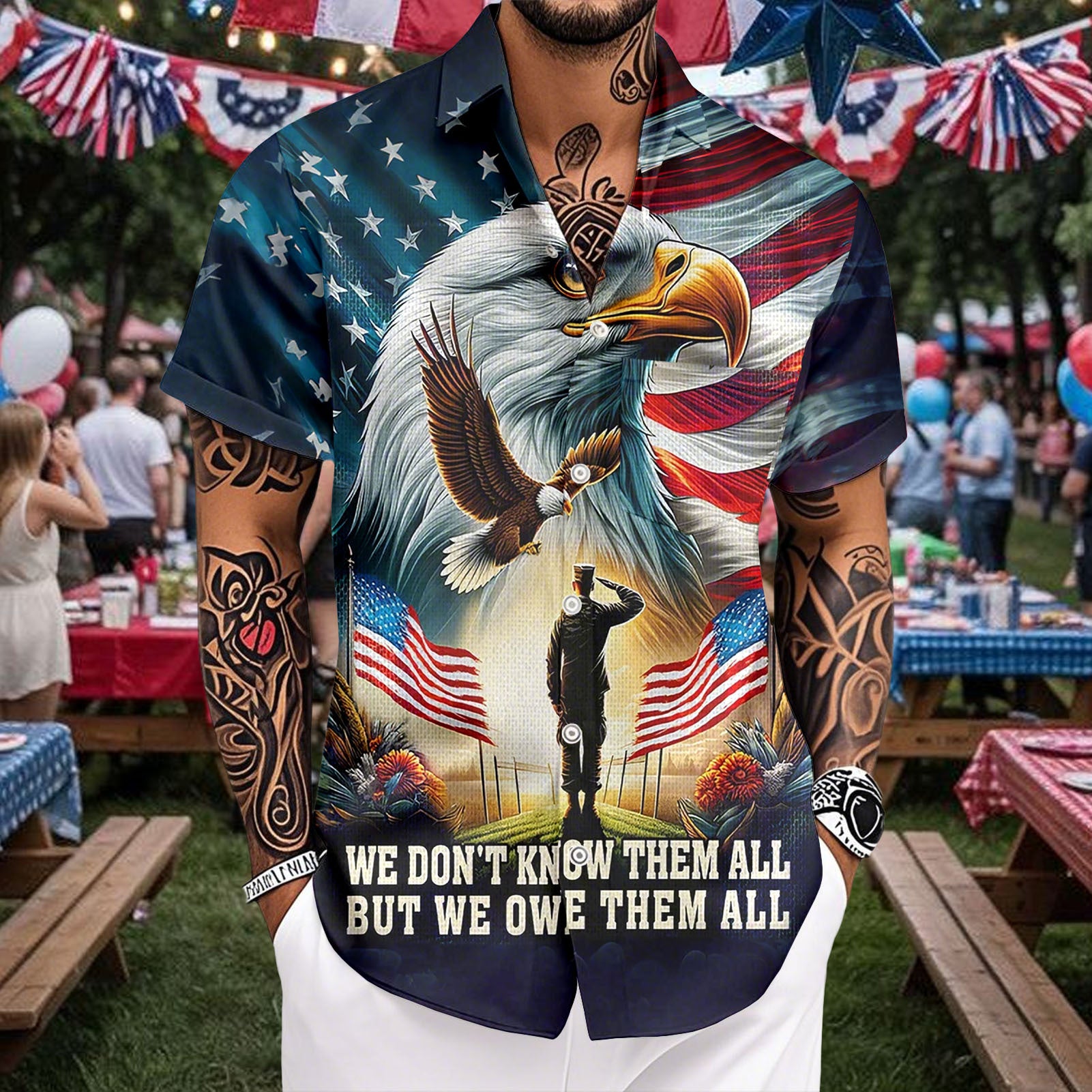 Patriotic Hawaiian Shirts for Men 250 Years Eagle Flag Patriotic Button Up Shirt Hawaiian Outfit for Parade sweetie