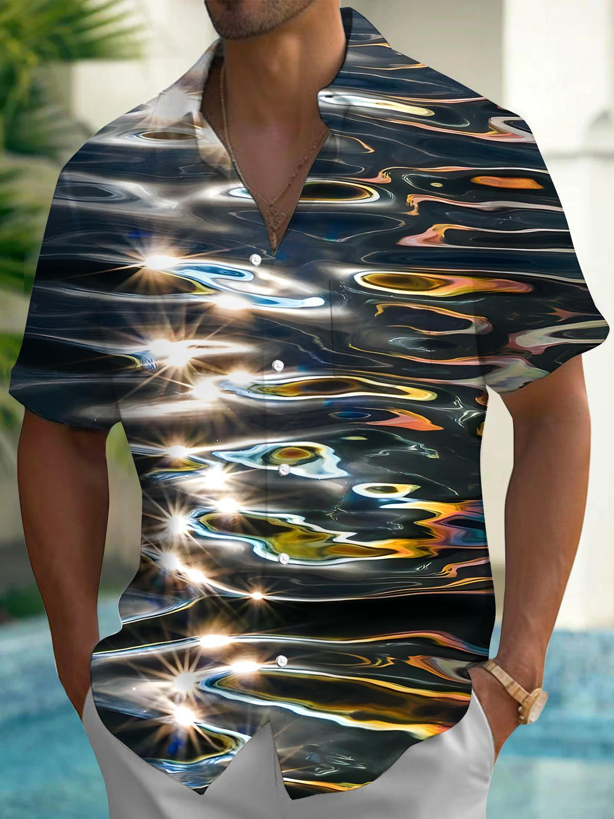 Water Ripple Men's Pocket Short Sleeve Shirts