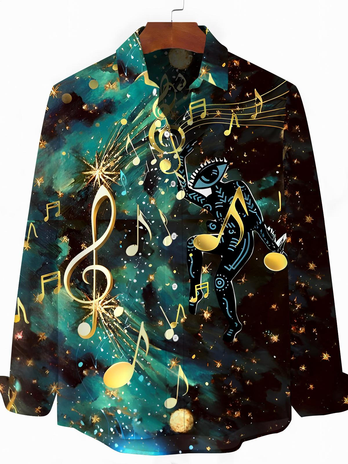 Musical Note Men's Pocket Long Sleeve Shirts