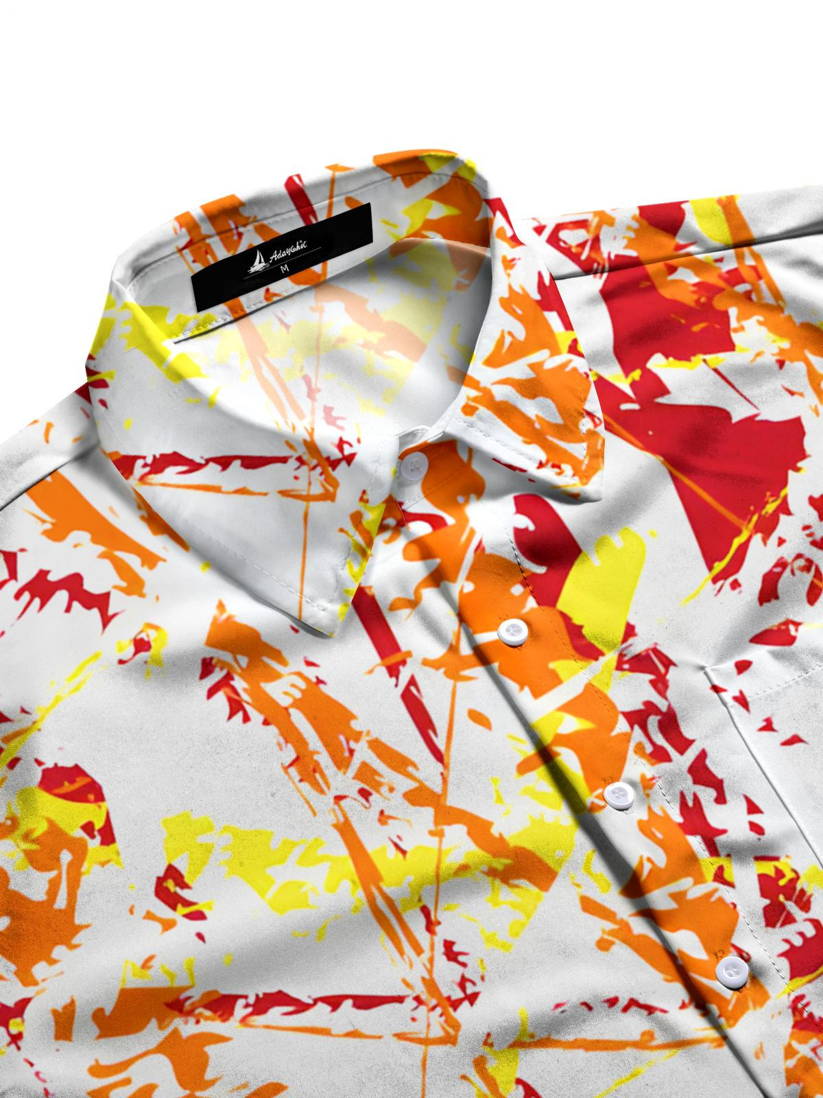 Abstract Line Print Men's Pocket Short Sleeve Shirts