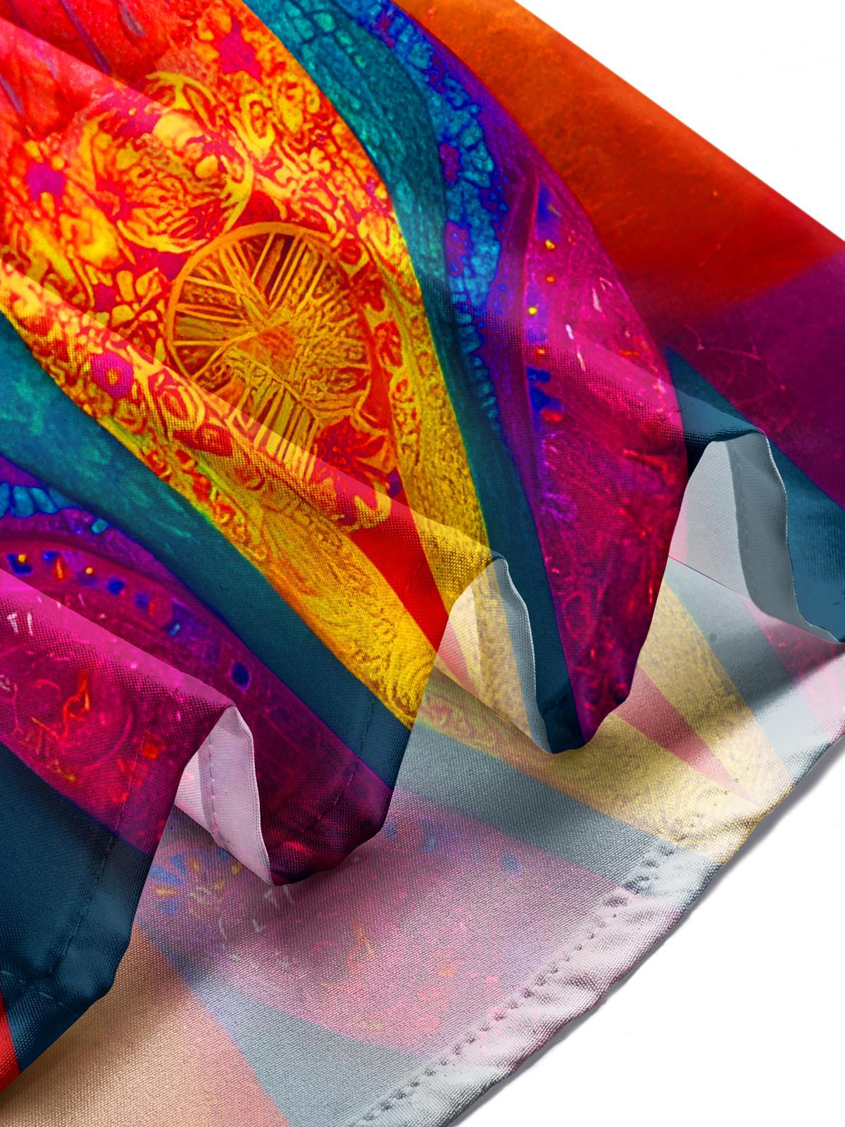 Funny Gradient Tie Dye Otter Wearing Sunglasses Men's Pocket Long Sleeve Shirts