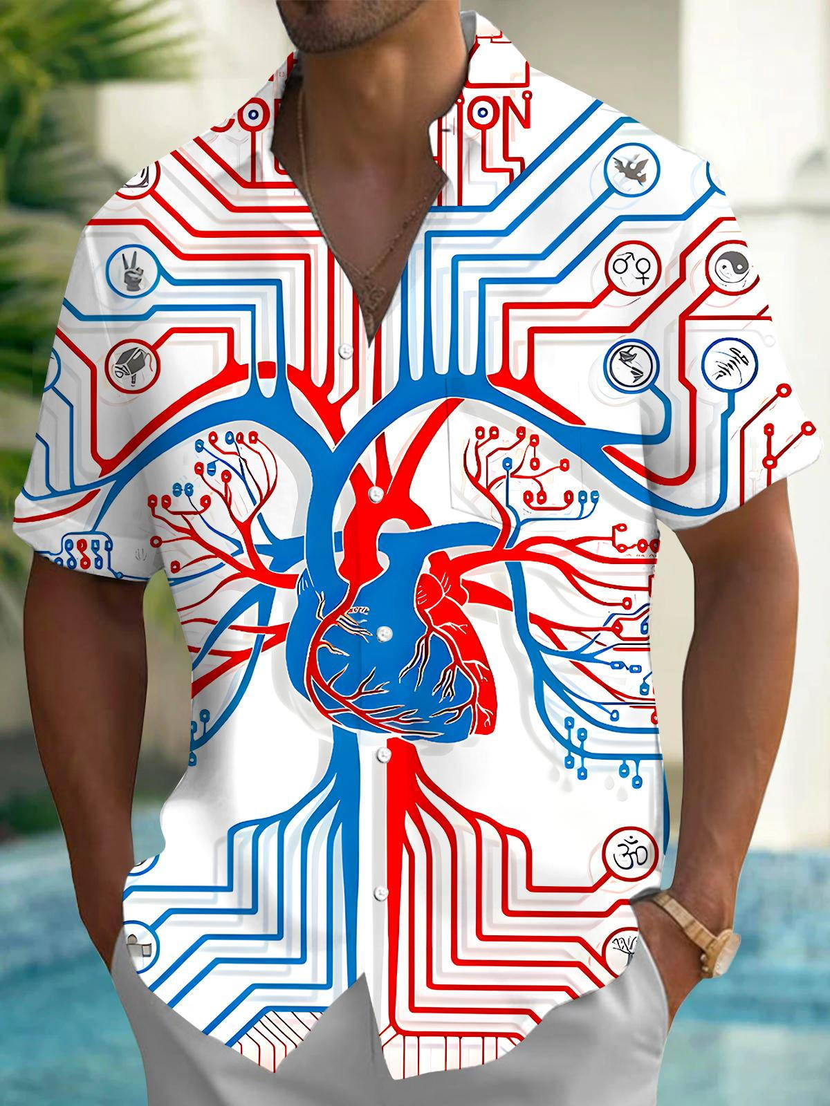 Heart Men's Pocket Short Sleeve Shirts