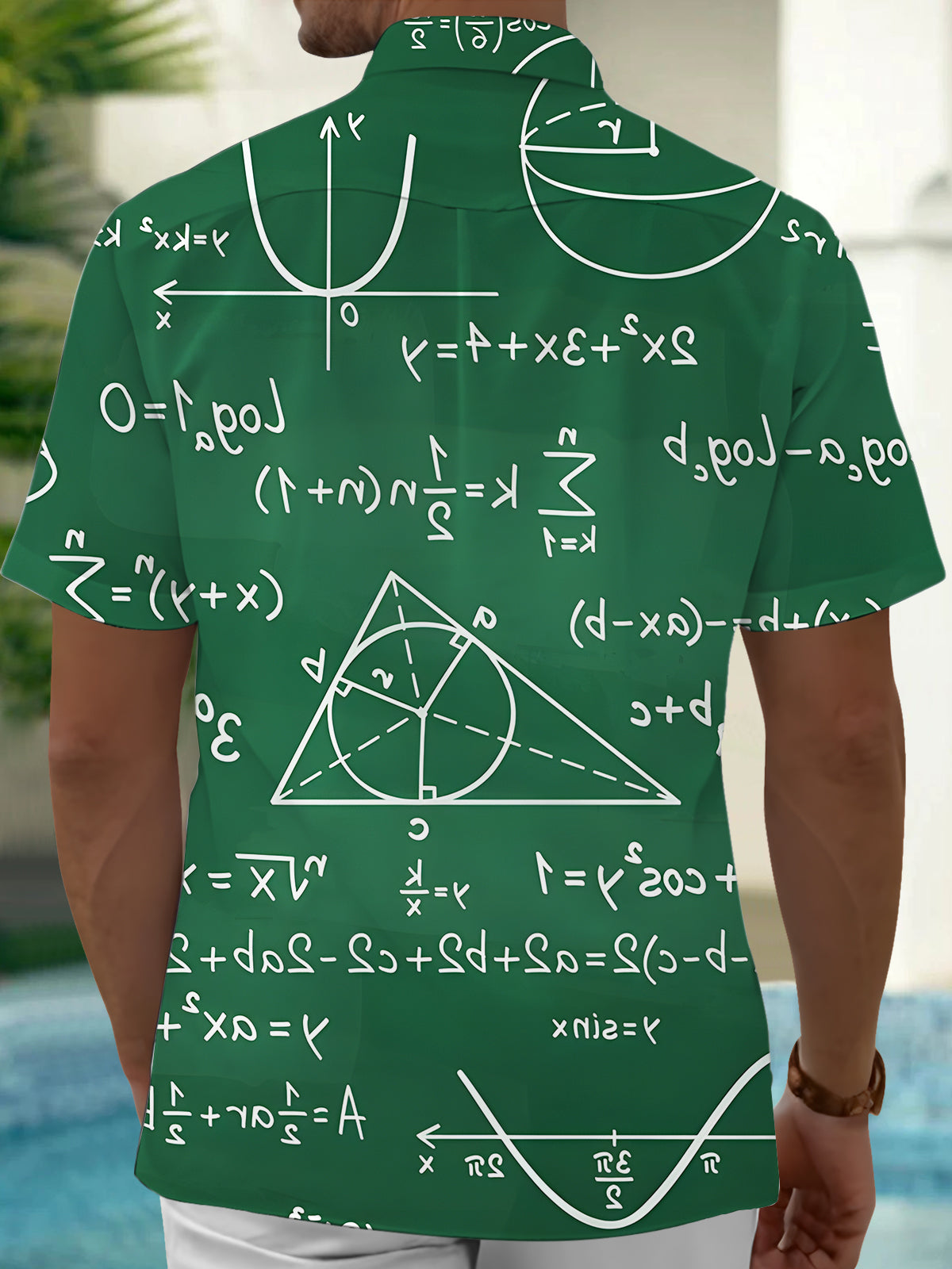 Mathematical Equation Print Men's Pocket Short Sleeve Shirts
