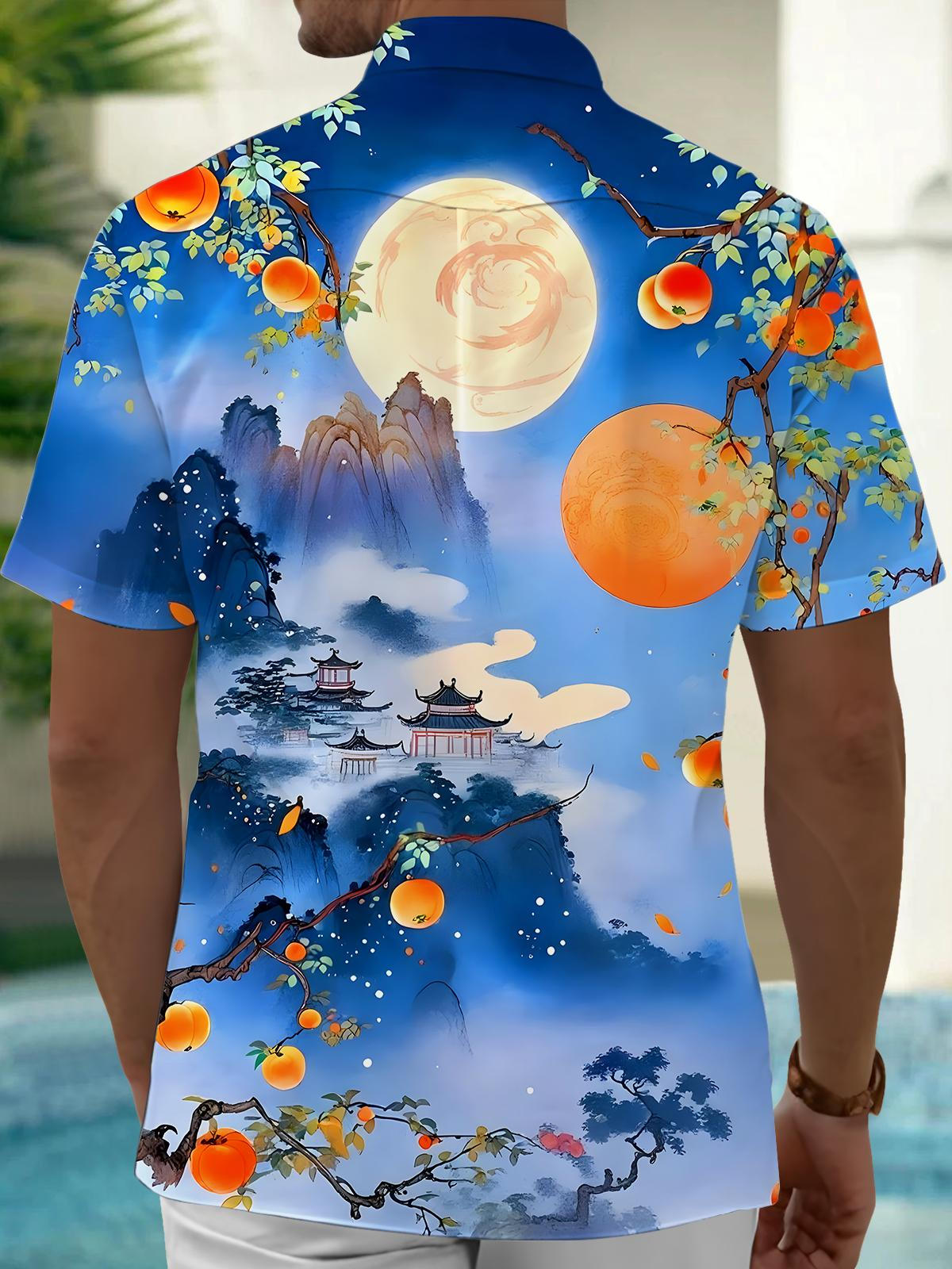 Mountains Tree Men's Pocket Short Sleeve Shirts