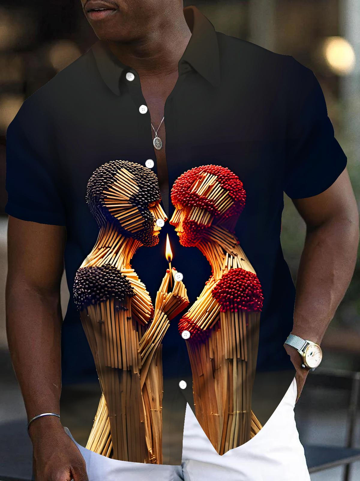 Fun Stick Figures Men's Pocket Short Sleeve Shirts