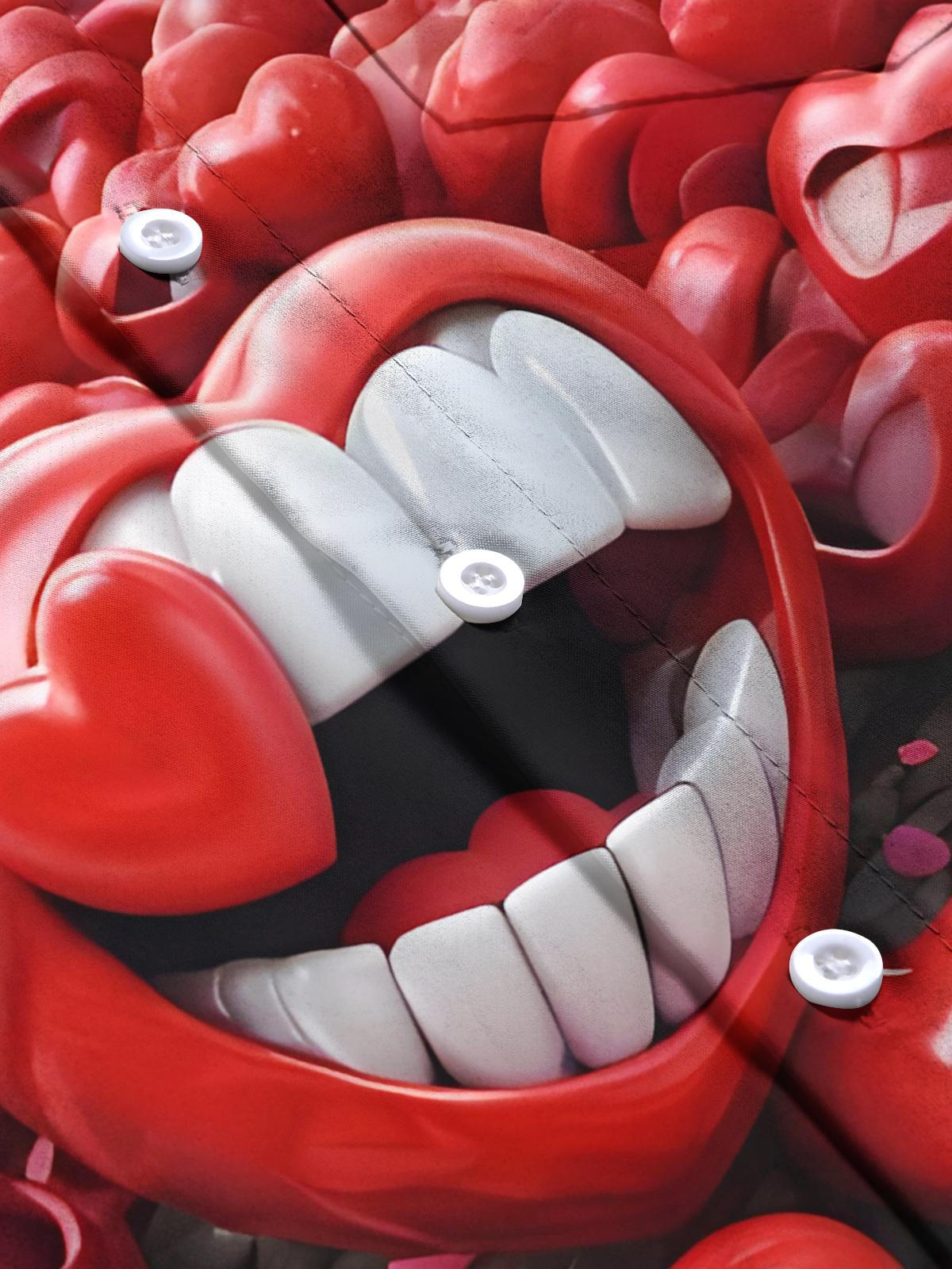 Heart Mouth Print Men's Pocket Short Sleeve Shirts