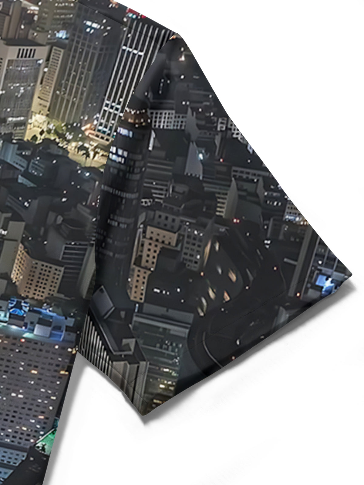 City Night Scene Print Men's Pocket Short Sleeve Shirts