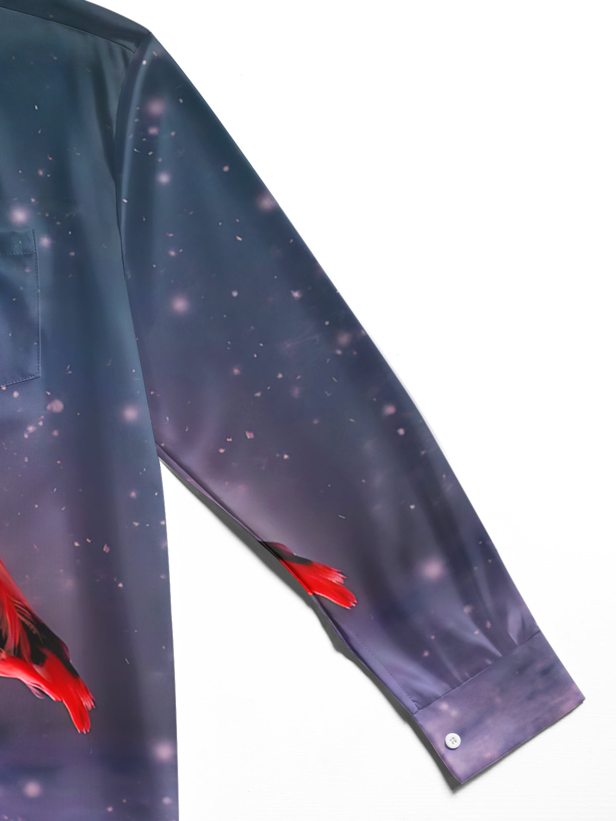 Christmas Flamingo Print Men's Pocket Long Sleeve Shirts