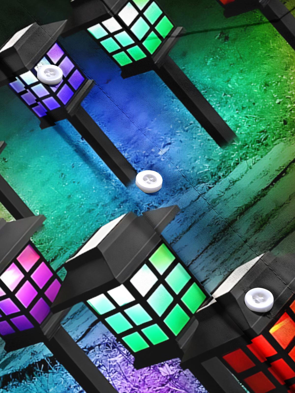 Street Lamp Print Men's Pocket Short Sleeve Shirts