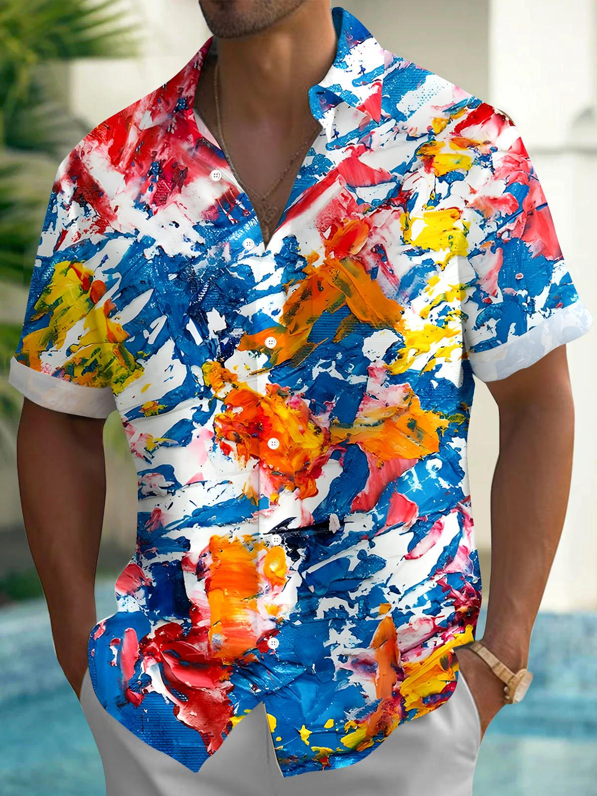 Tie Dye Men's Pocket Short Sleeve Shirts