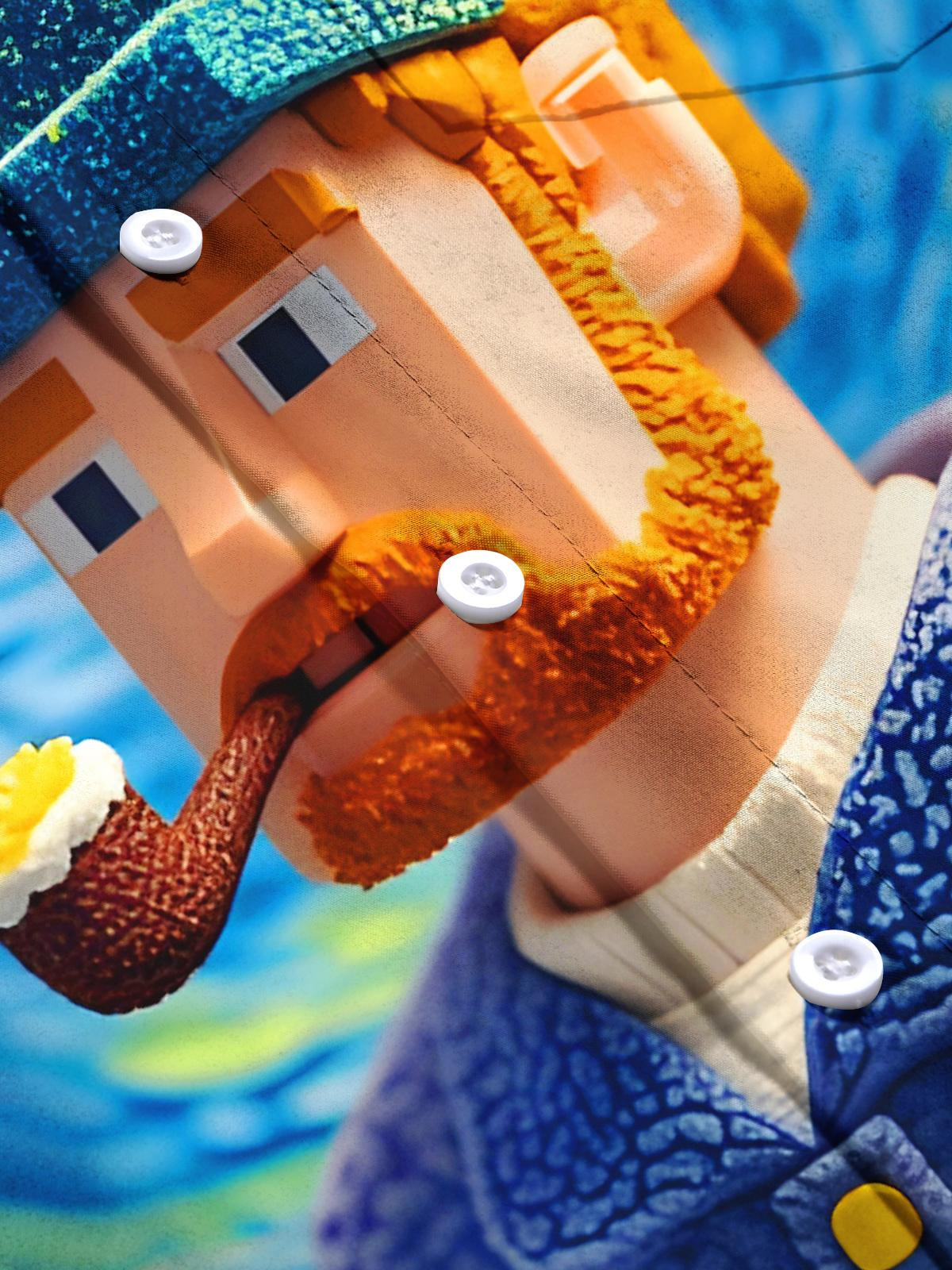 Fun Art Building Blocks Man Men's Pocket Short Sleeve Shirts