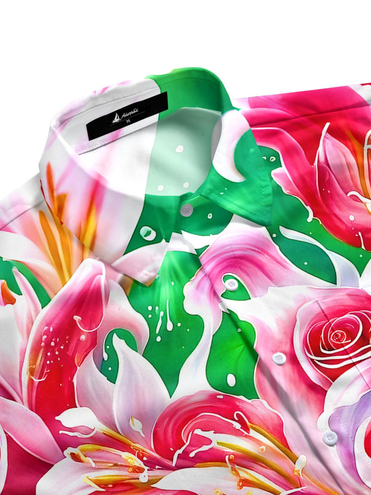 Floral Men's Pocket Short Sleeve Shirts