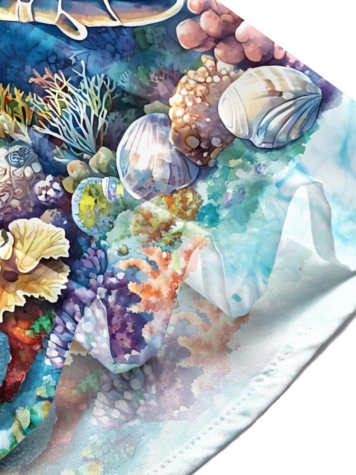 Ocean Turtle Print Men's Pocket Short Sleeve Shirts