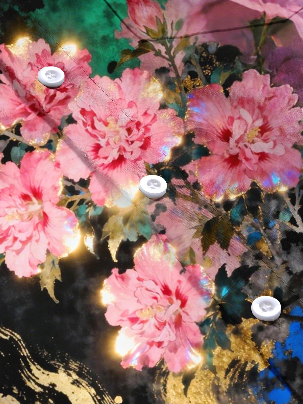 Floral Print Men's Pocket Short Sleeve Shirts