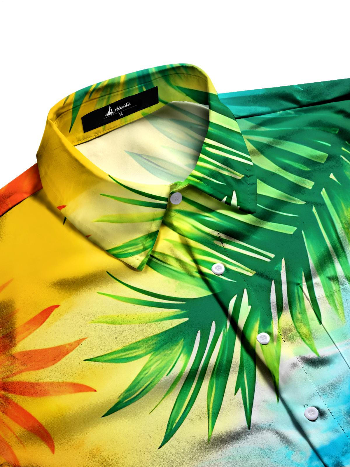 Leaf Tie Dye Men's Pocket Short Sleeve Shirts