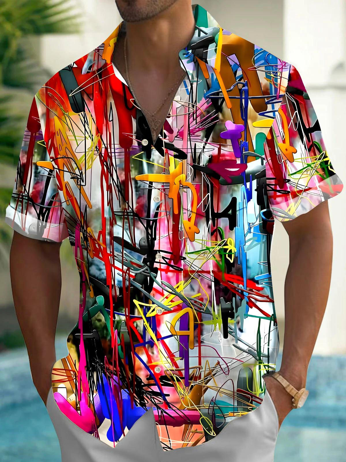 Tie Dye Men's Pocket Short Sleeve Shirts
