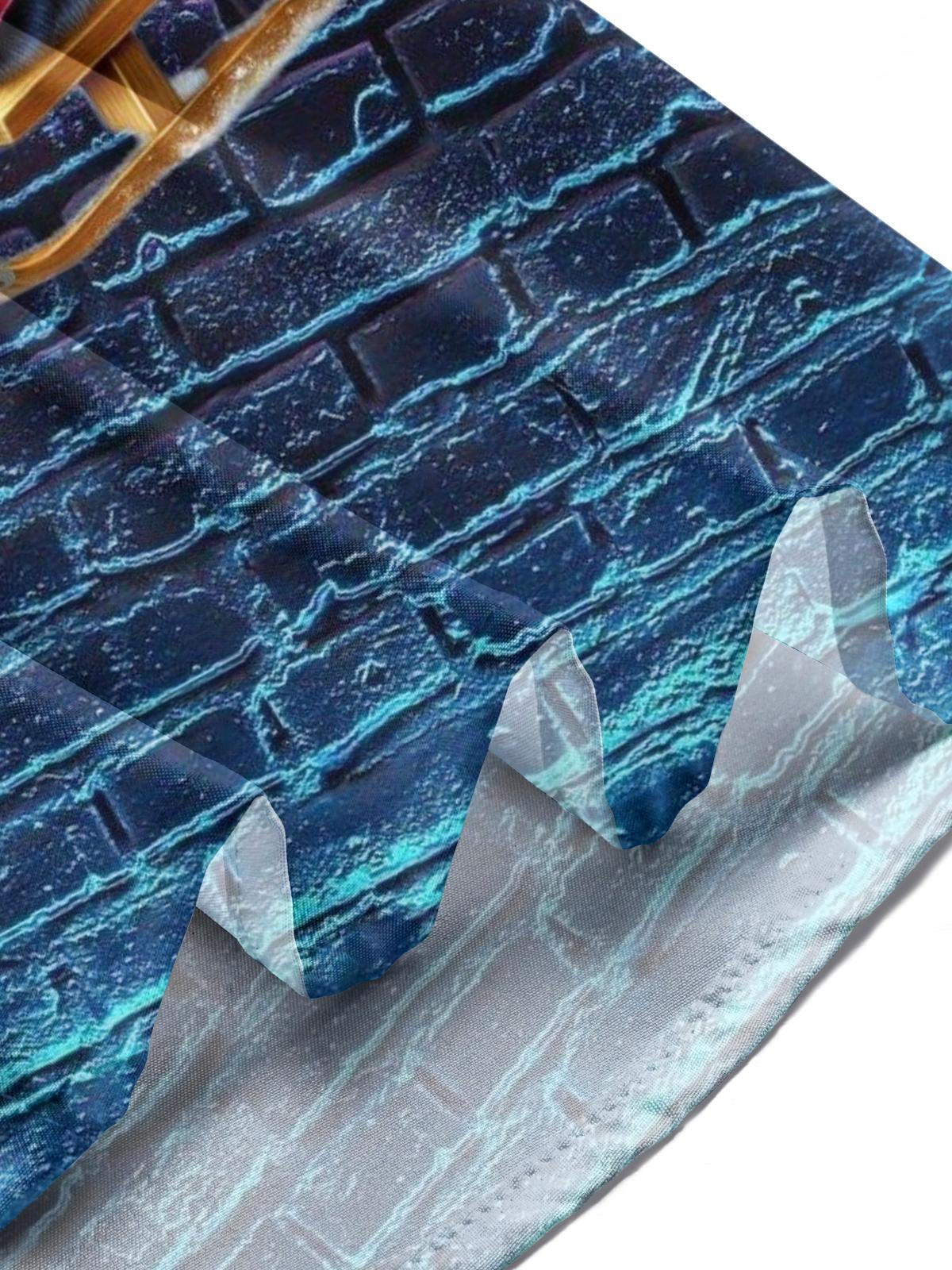 Christmas Penguin Print Men's Pocket Long Sleeve Shirts