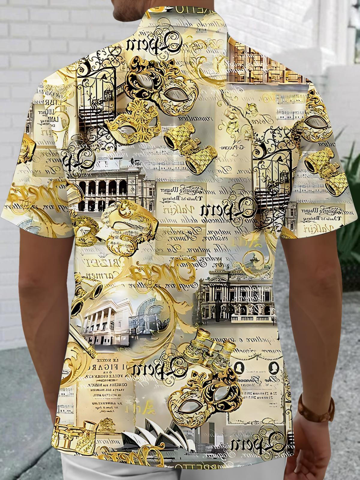 Opera Art Print Men's Pocket Short Sleeve Shirts