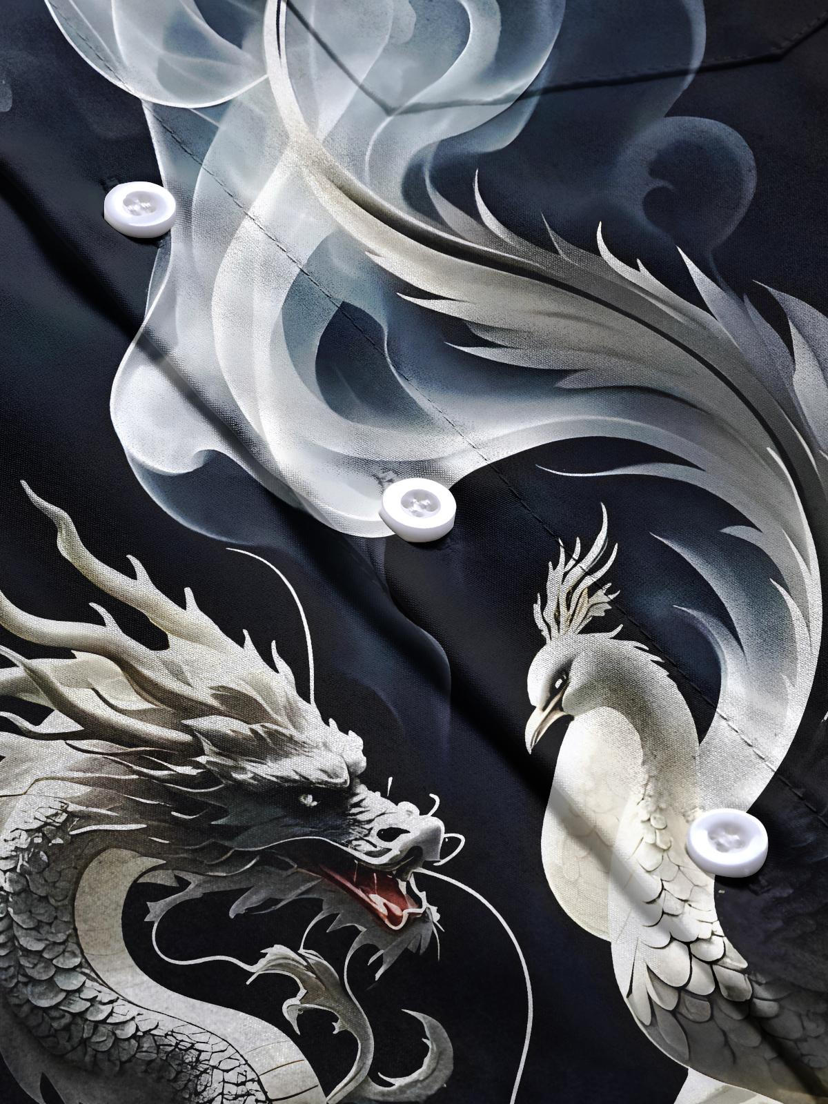 Dragon Phoenix Men's Pocket Short Sleeve Shirts