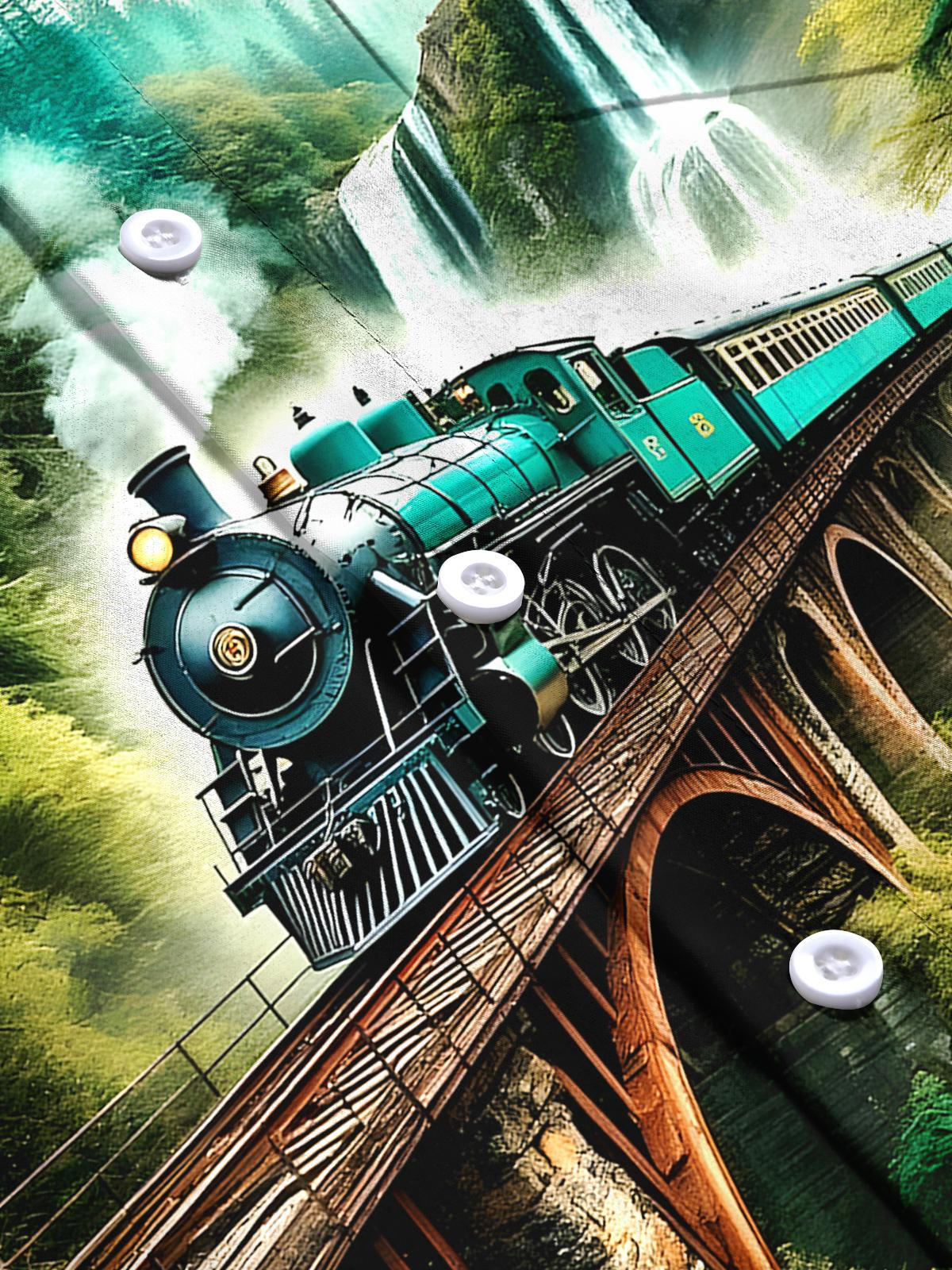 Train Forest Men's Pocket Long Sleeve Shirts