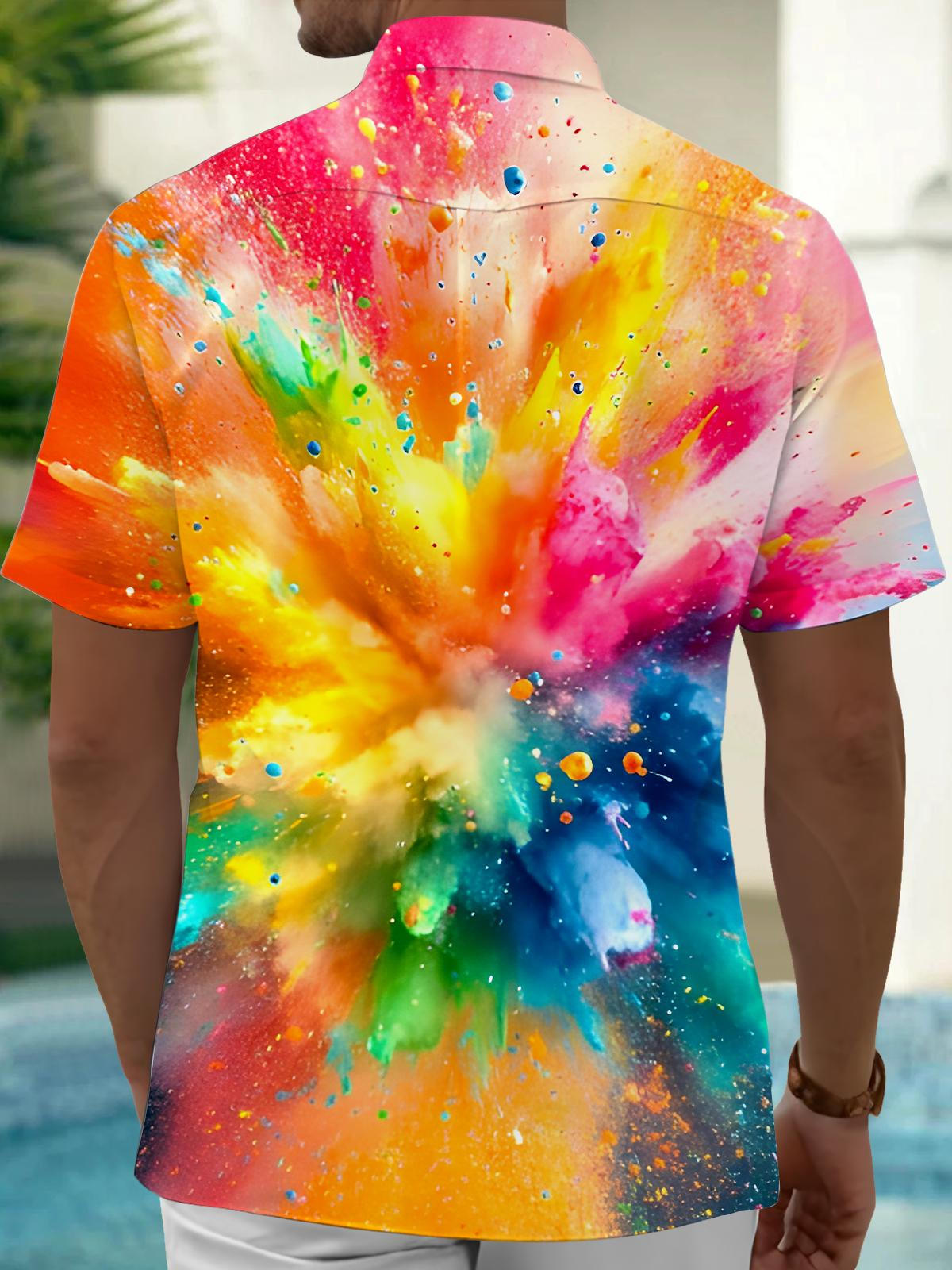 Tie Dye Men's Pocket Short Sleeve Shirts