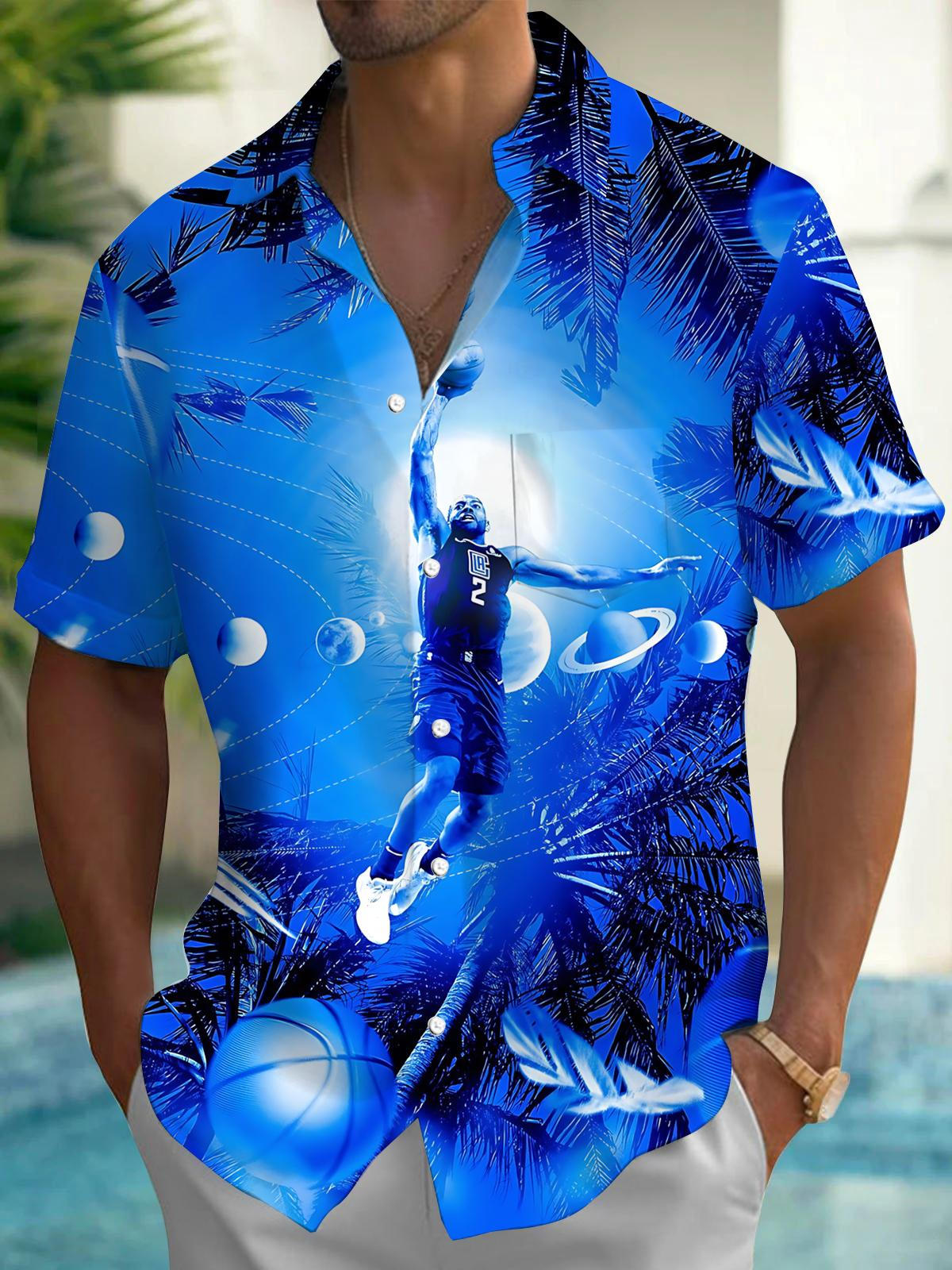 Basketball Player Art Print Men's Pocket Short Sleeve Shirts