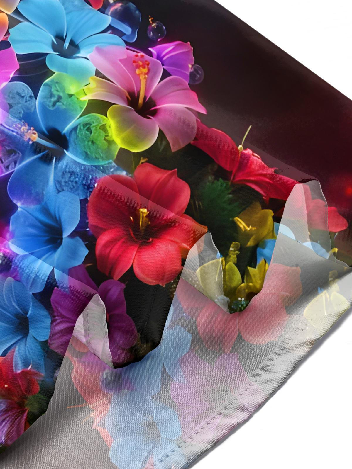 Colorful Christmas Floral Tree Xmas Men's Pocket Long Sleeve Shirts