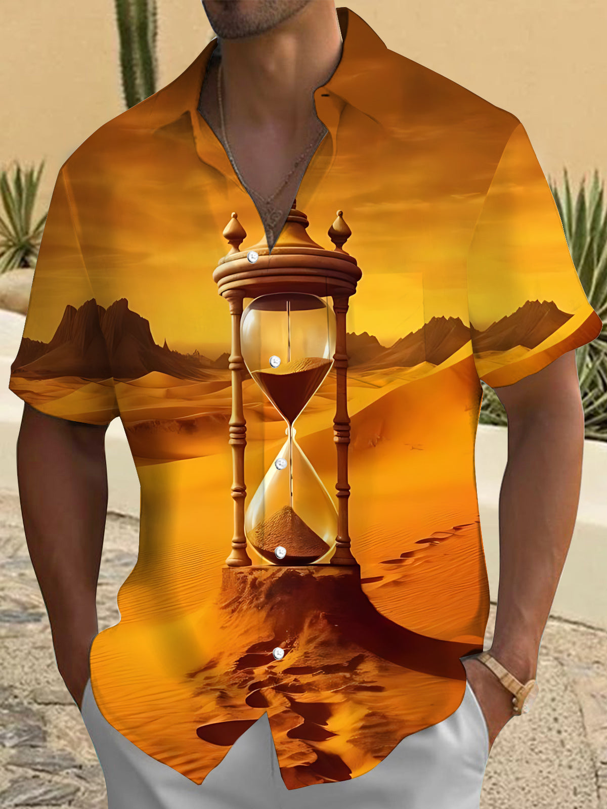Hourglass Print Men's Pocket Short Sleeve Shirts