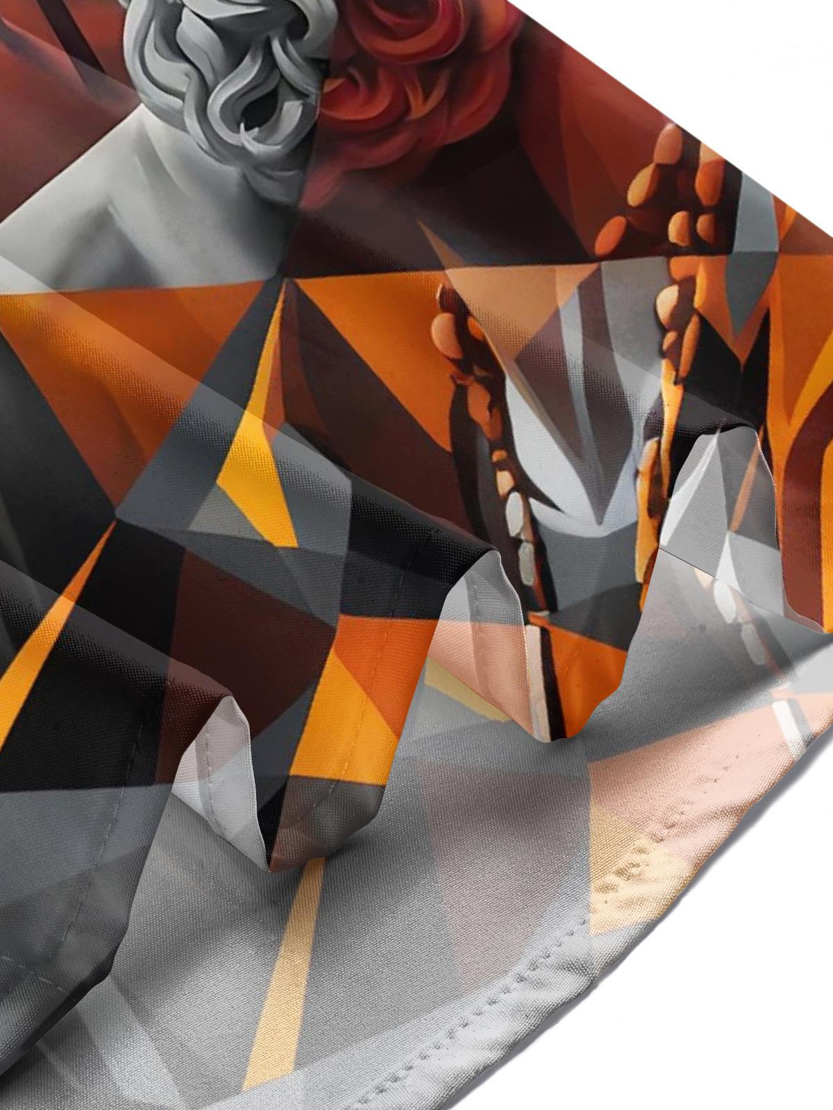 Sculpture Palm Tree Art Print Men's Pocket Short Sleeve Shirts