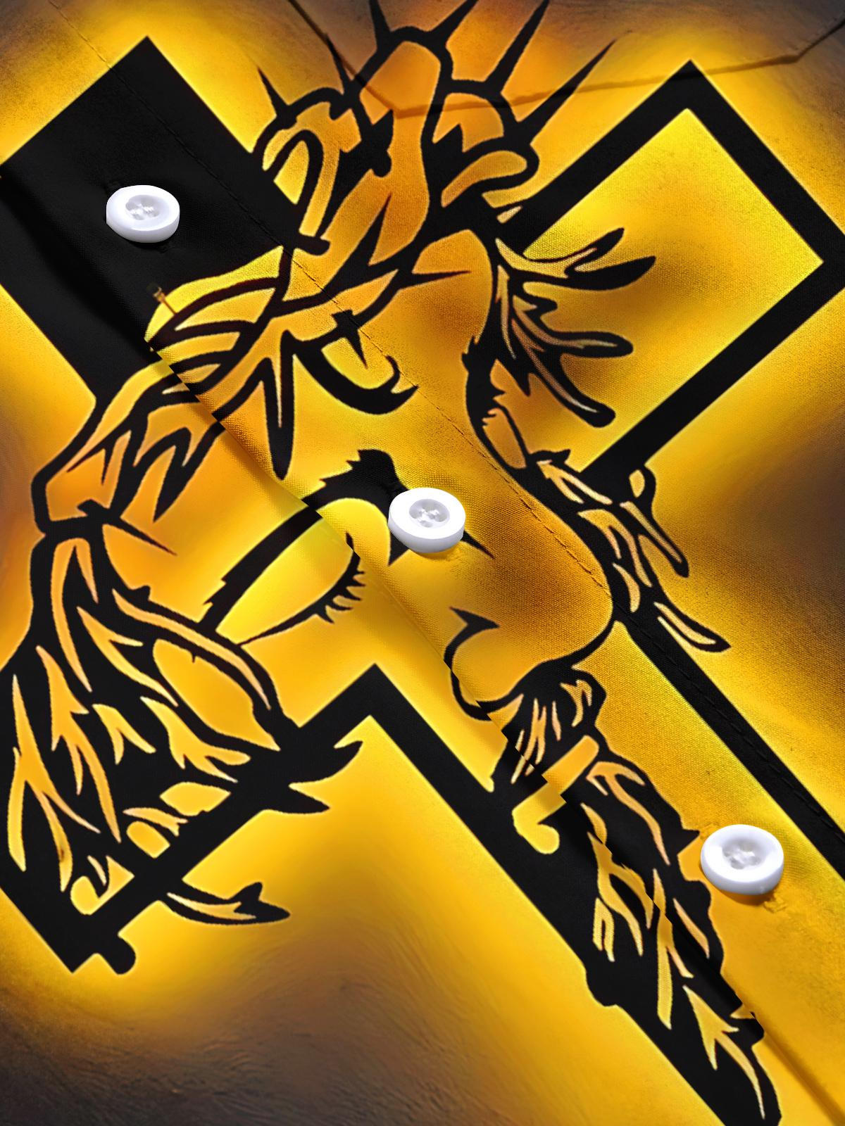 Jesus Cross Print Men's Pocket Short Sleeve Shirts