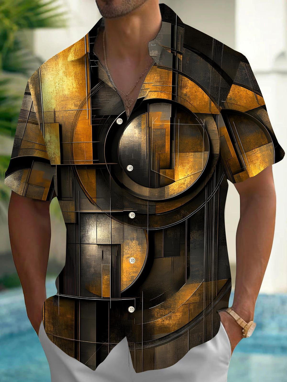 Geometry Men's Pocket Short Sleeve Shirts
