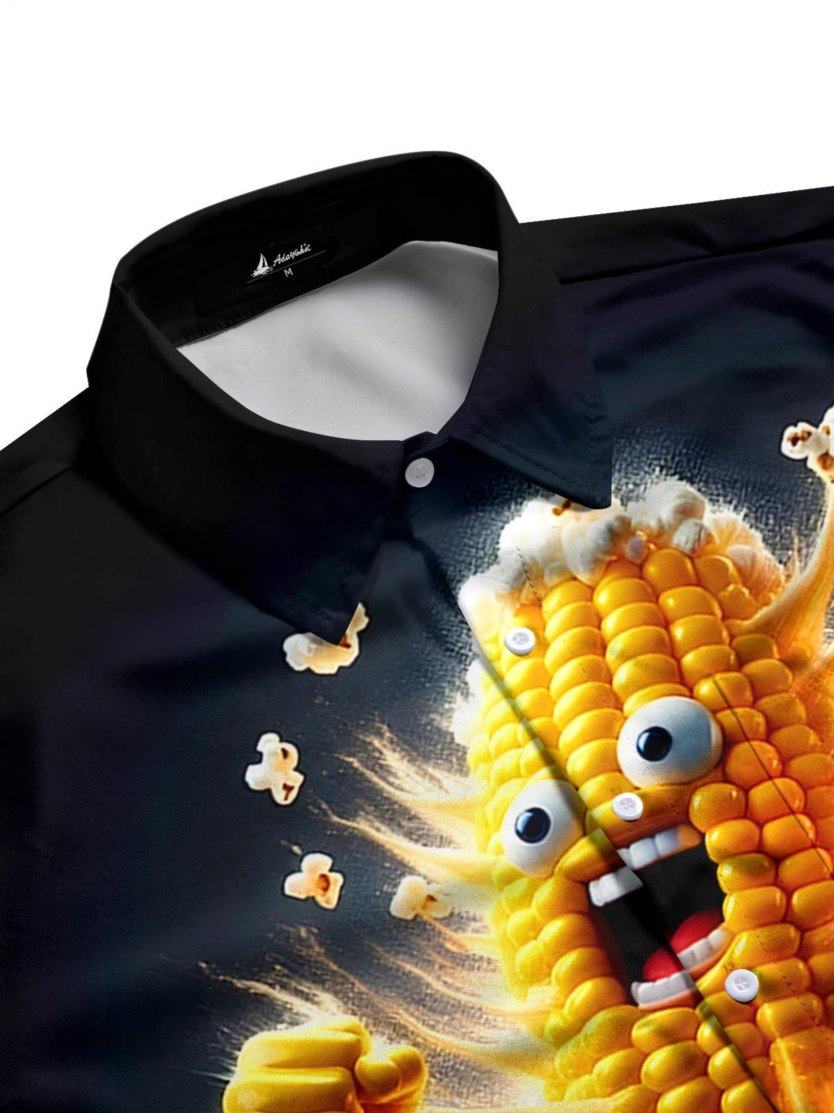 Corn Popcorn Men's Pocket Short Sleeve Shirts