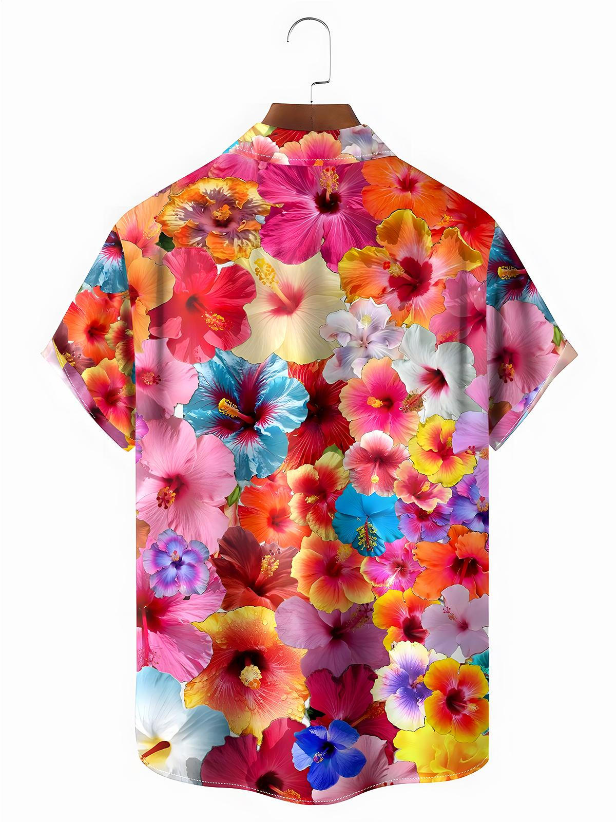 Floral Men's Pocket Short Sleeve Shirts