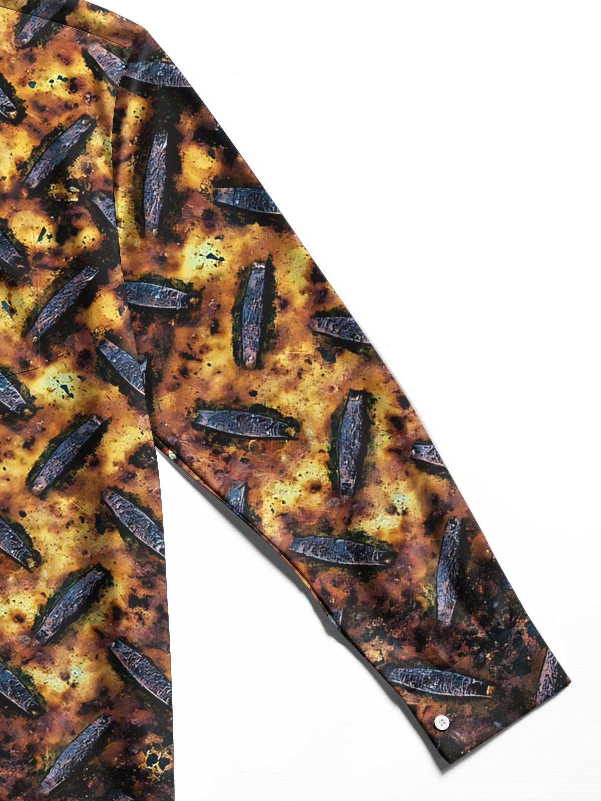 Vintage Rust Print Men's Pocket Long Sleeve Shirts