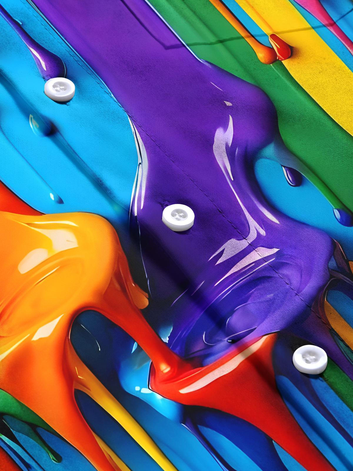 Flowing Colors Artwork Men's Pocket Short Sleeve Shirts