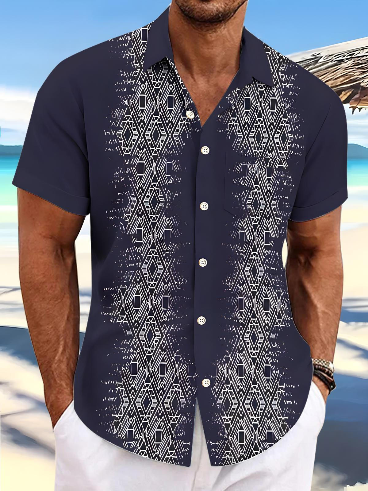 Geometry Men's Pocket Short Sleeve Shirts