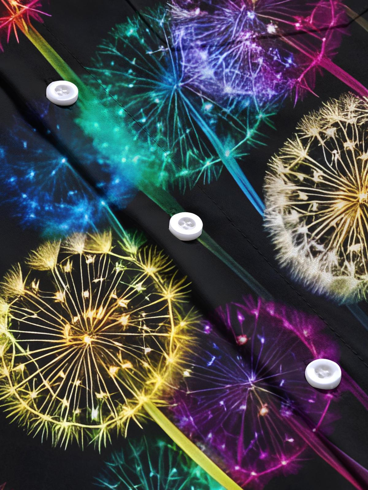 Dandelion Print Men's Pocket Short Sleeve Shirts