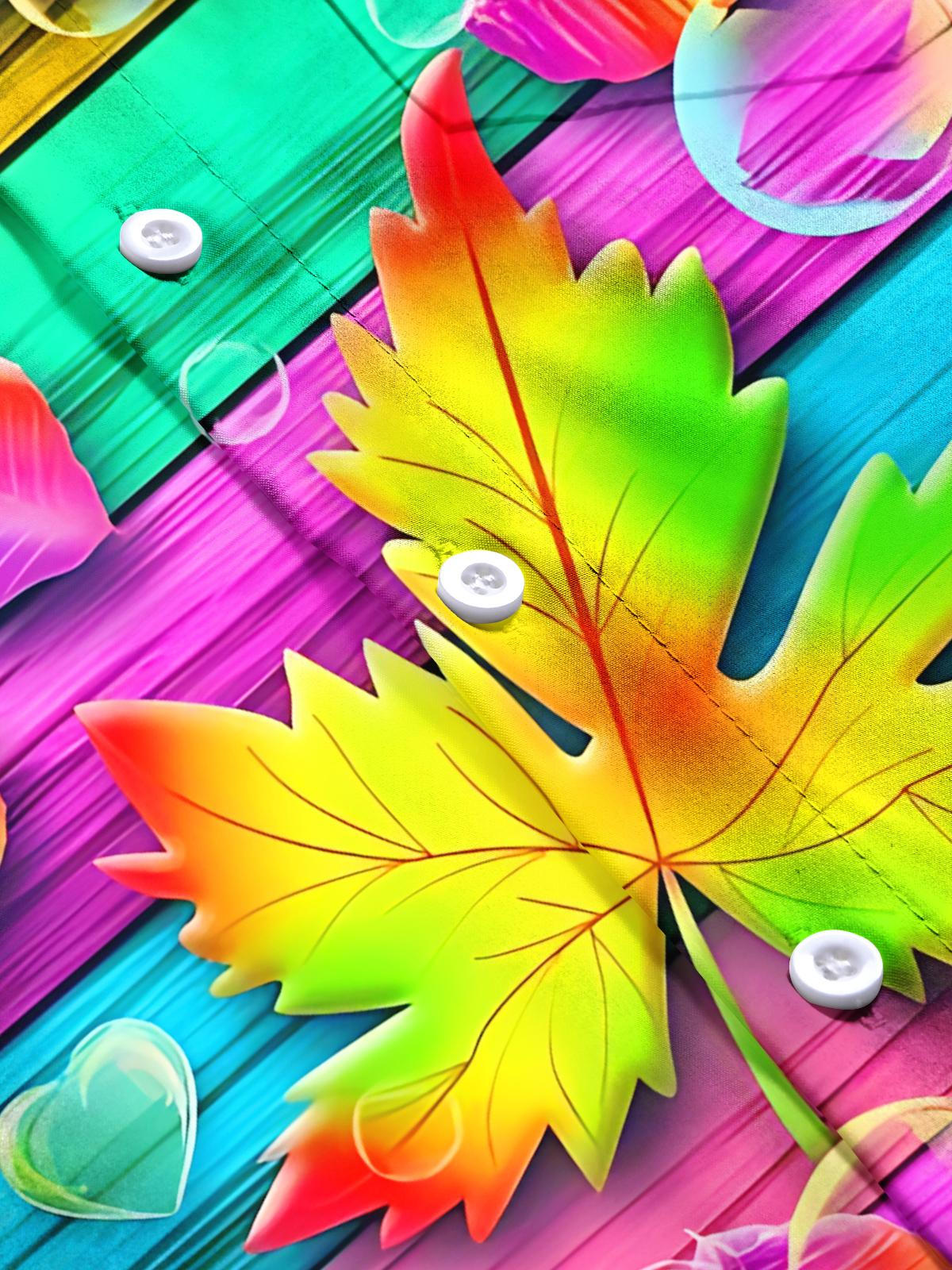 Leaf Print Men's Pocket Short Sleeve Shirts