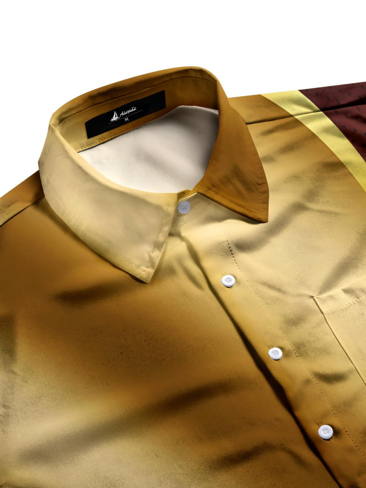 Gradient Geometric Print Men's Pocket Short Sleeve Shirts