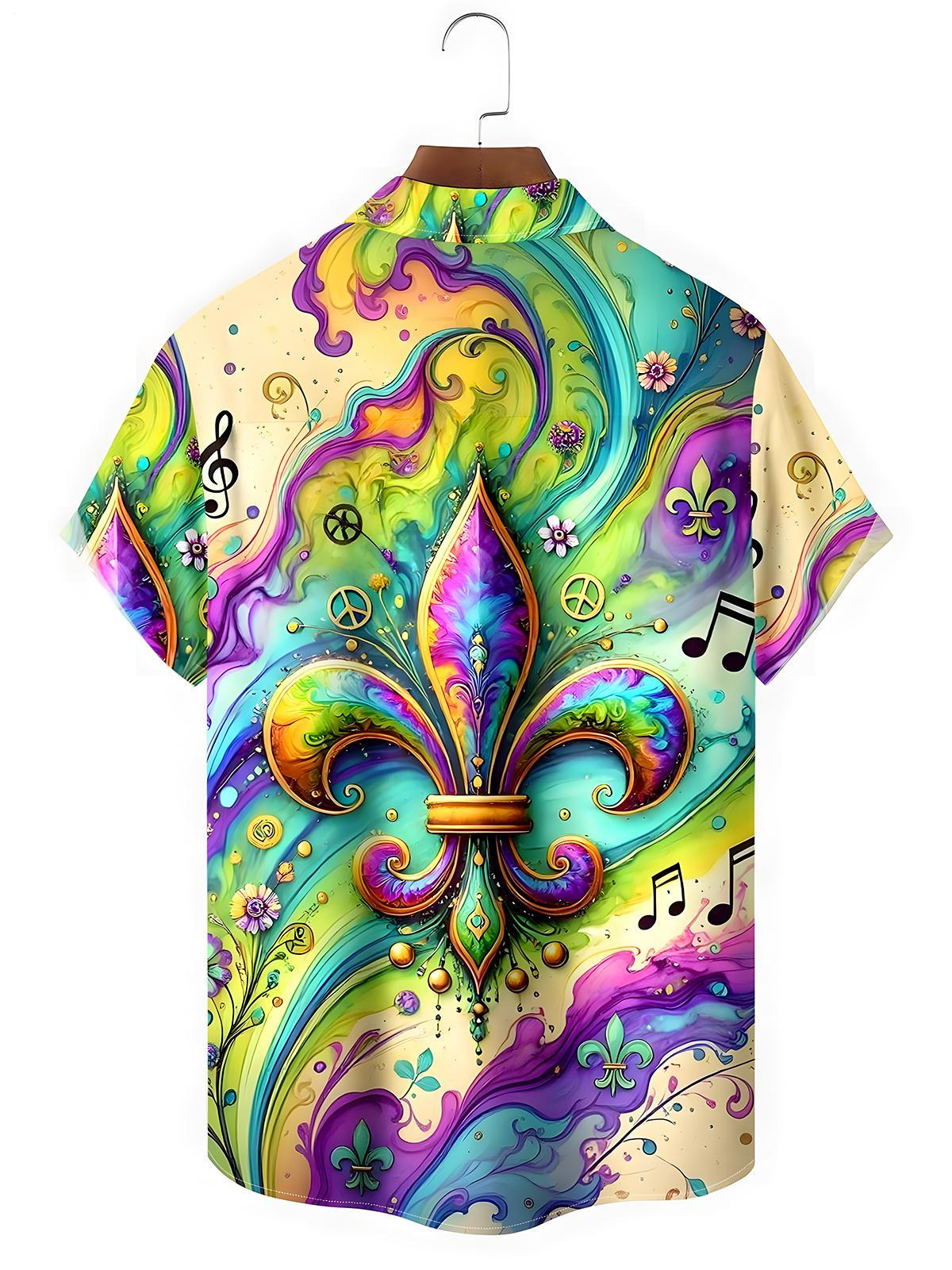 Mardi Gras Hippie Abstract Men's Pocket Short Sleeve Shirts