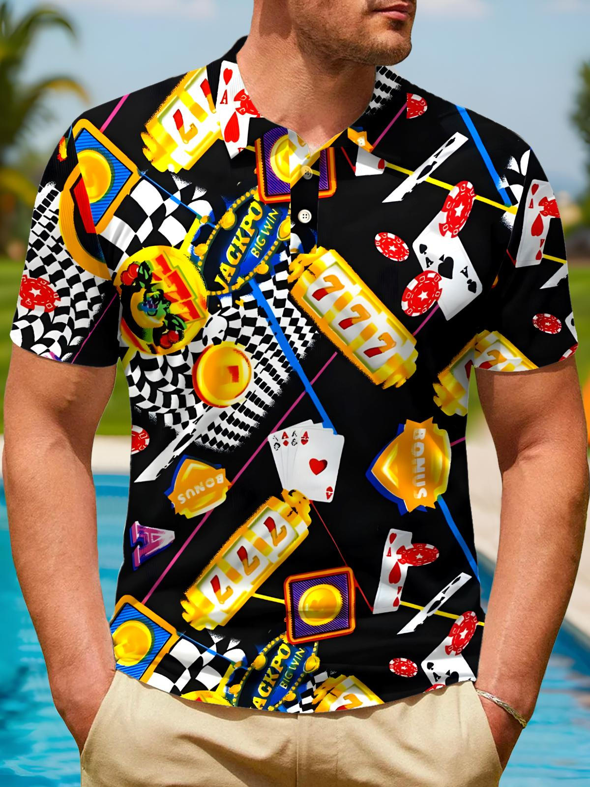 Poker Men's Short Sleeve Button Polo Shirt