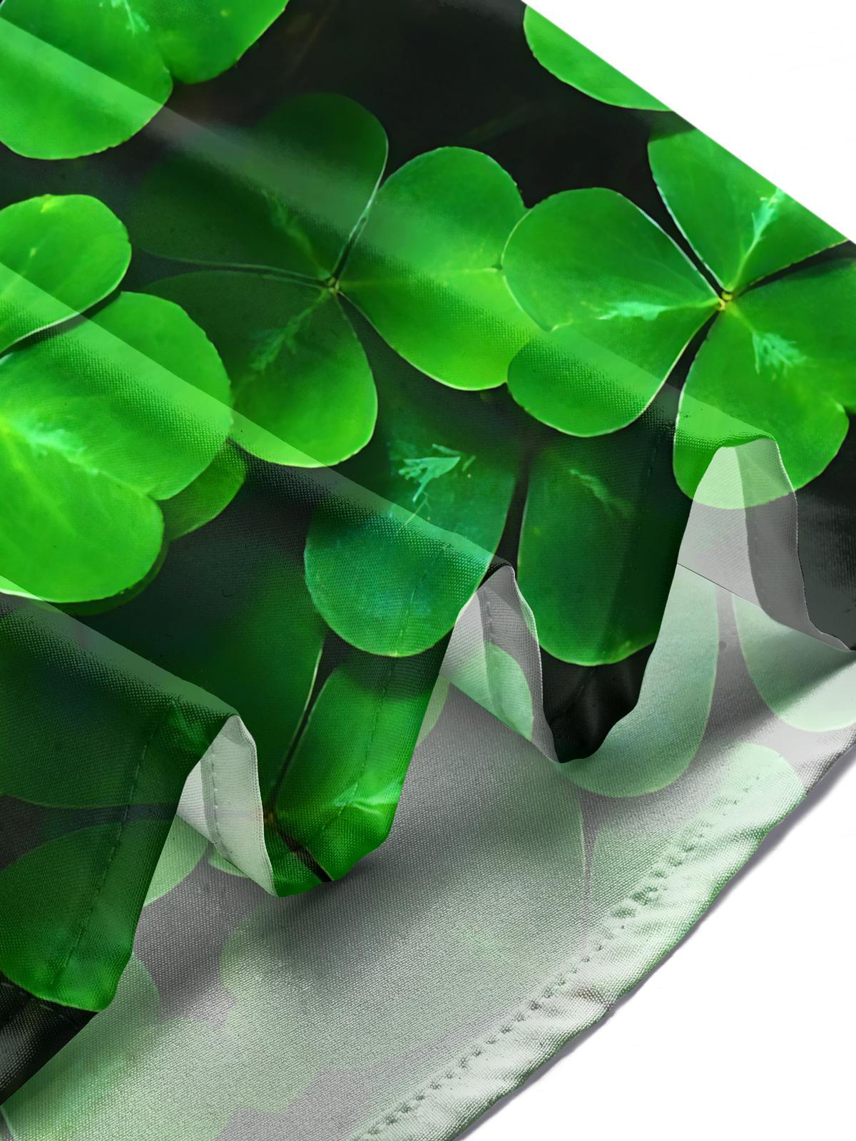 Four Leaf Clover Print Men's Pocket Long Sleeve Shirts