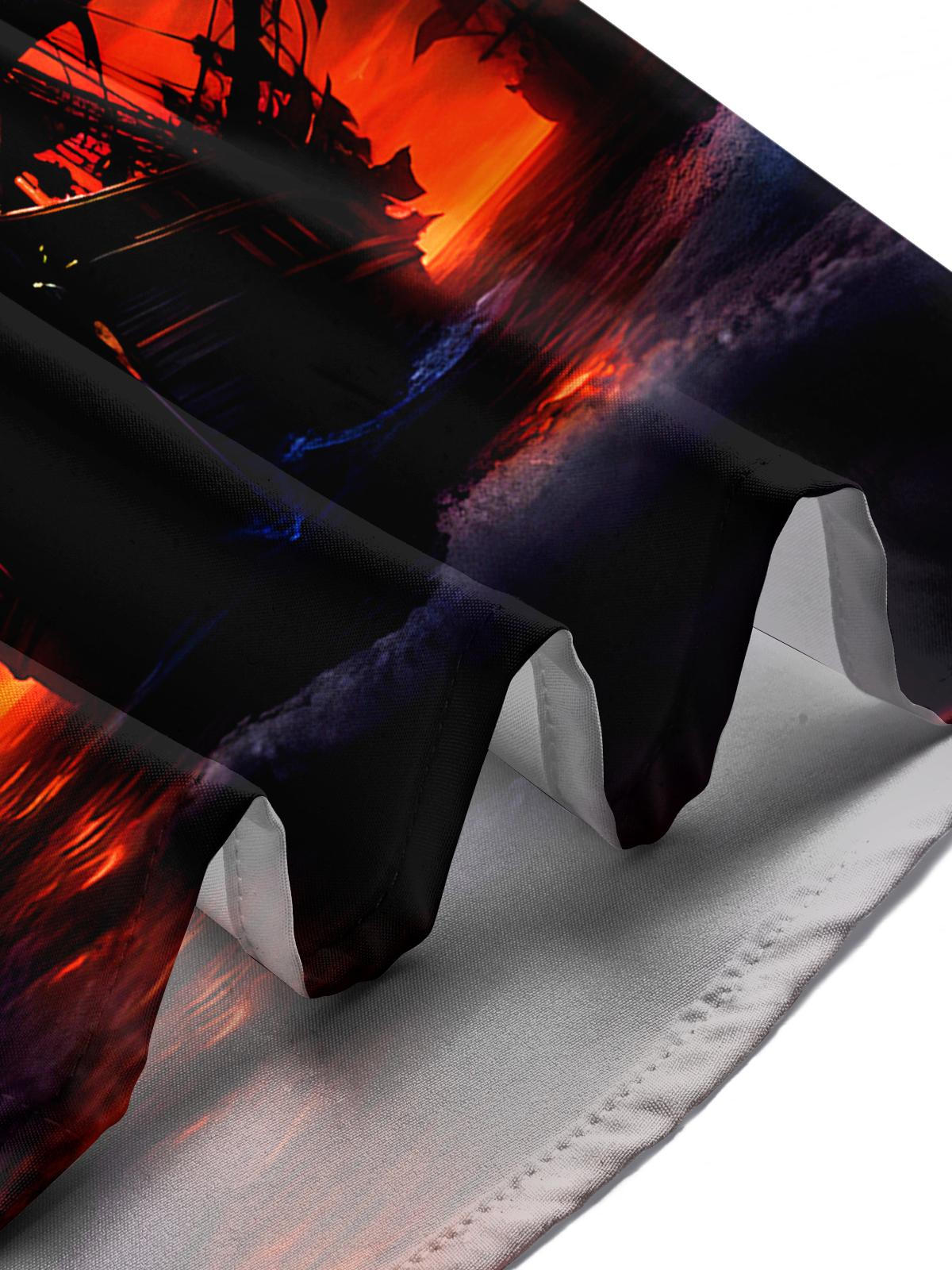 Skull Pirate Boat Men's Pocket Short Sleeve Shirts