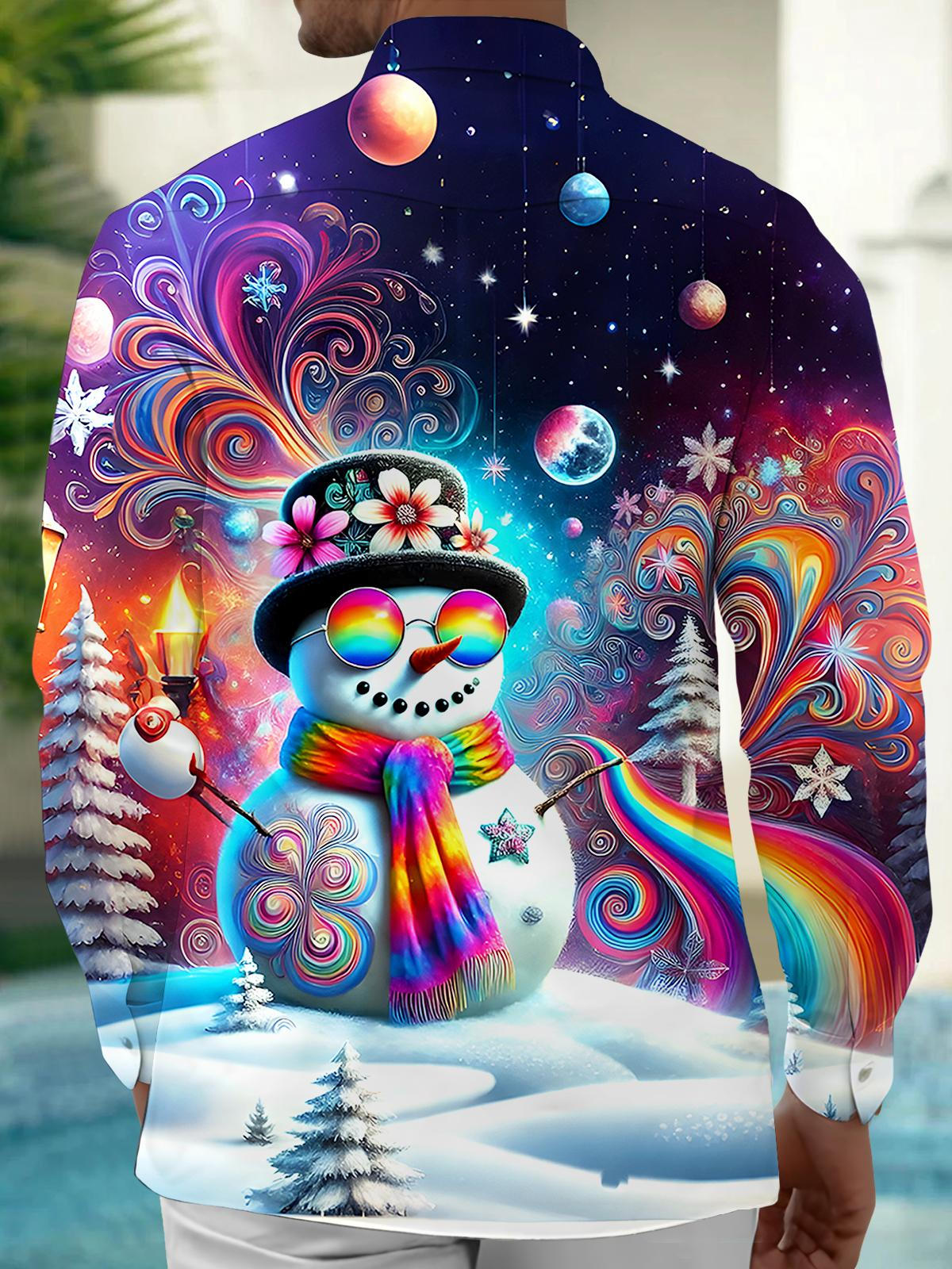 Snowman Men's Pocket Long Sleeve Shirts