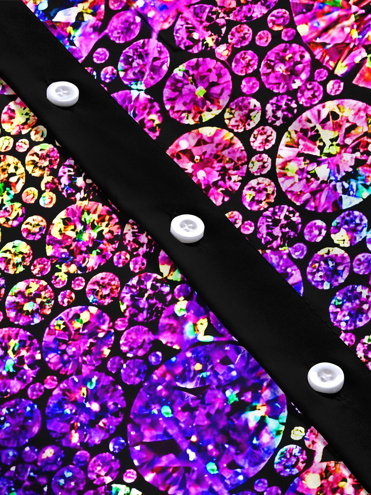 Psychedelic Iridescent Diamonds Men's Pocket Short Sleeve Shirts