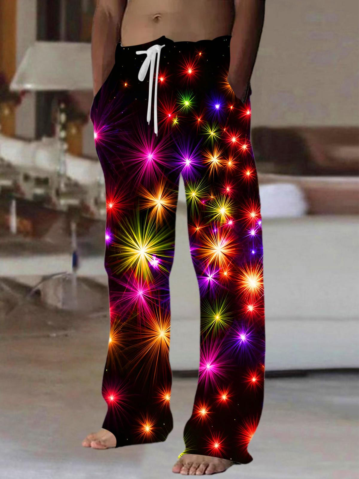 Colorful Lights Men's Casual Elastic Waist Pants