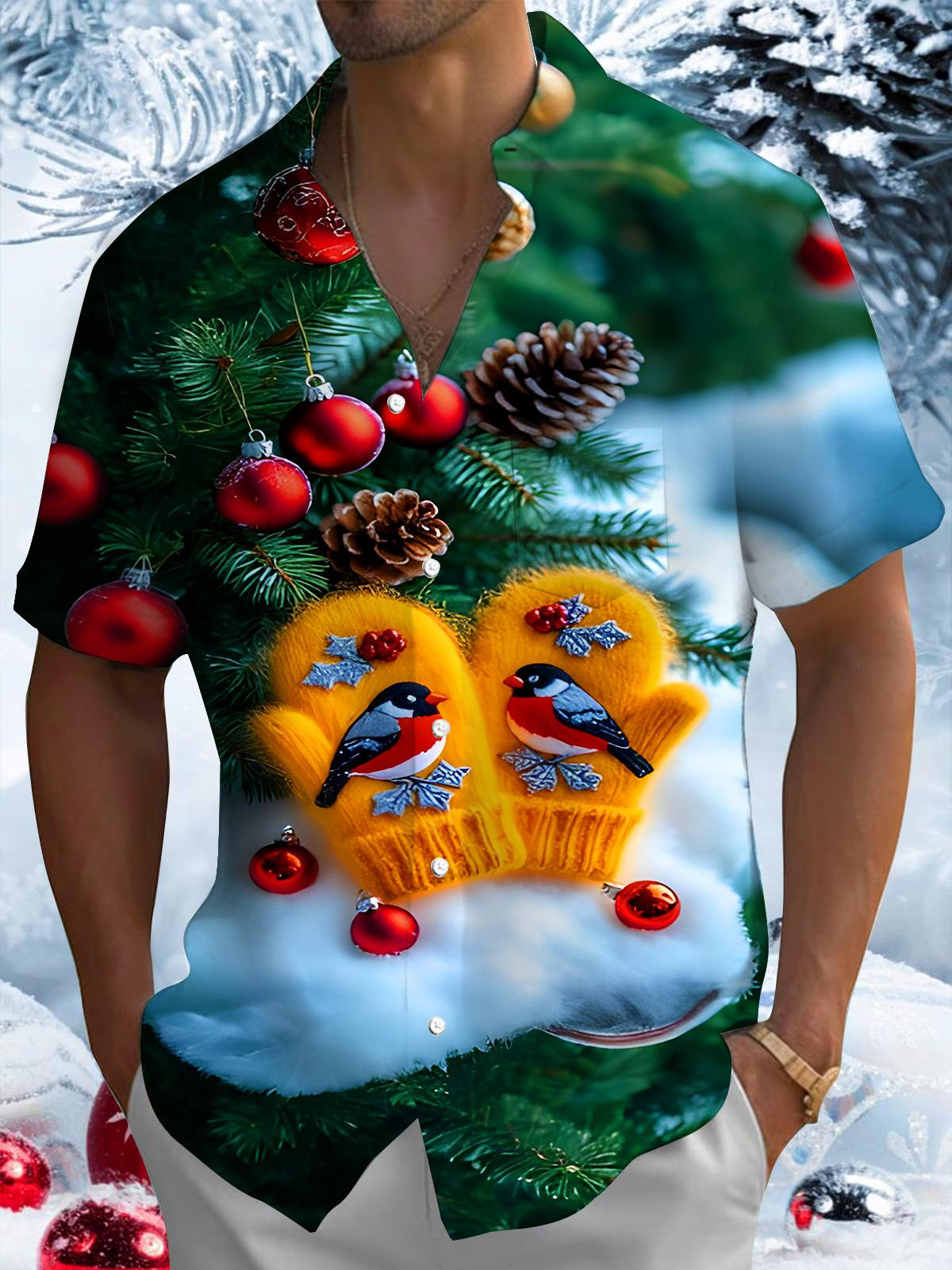 Snowy Bird Gloves Men's Pocket Short Sleeve Shirts