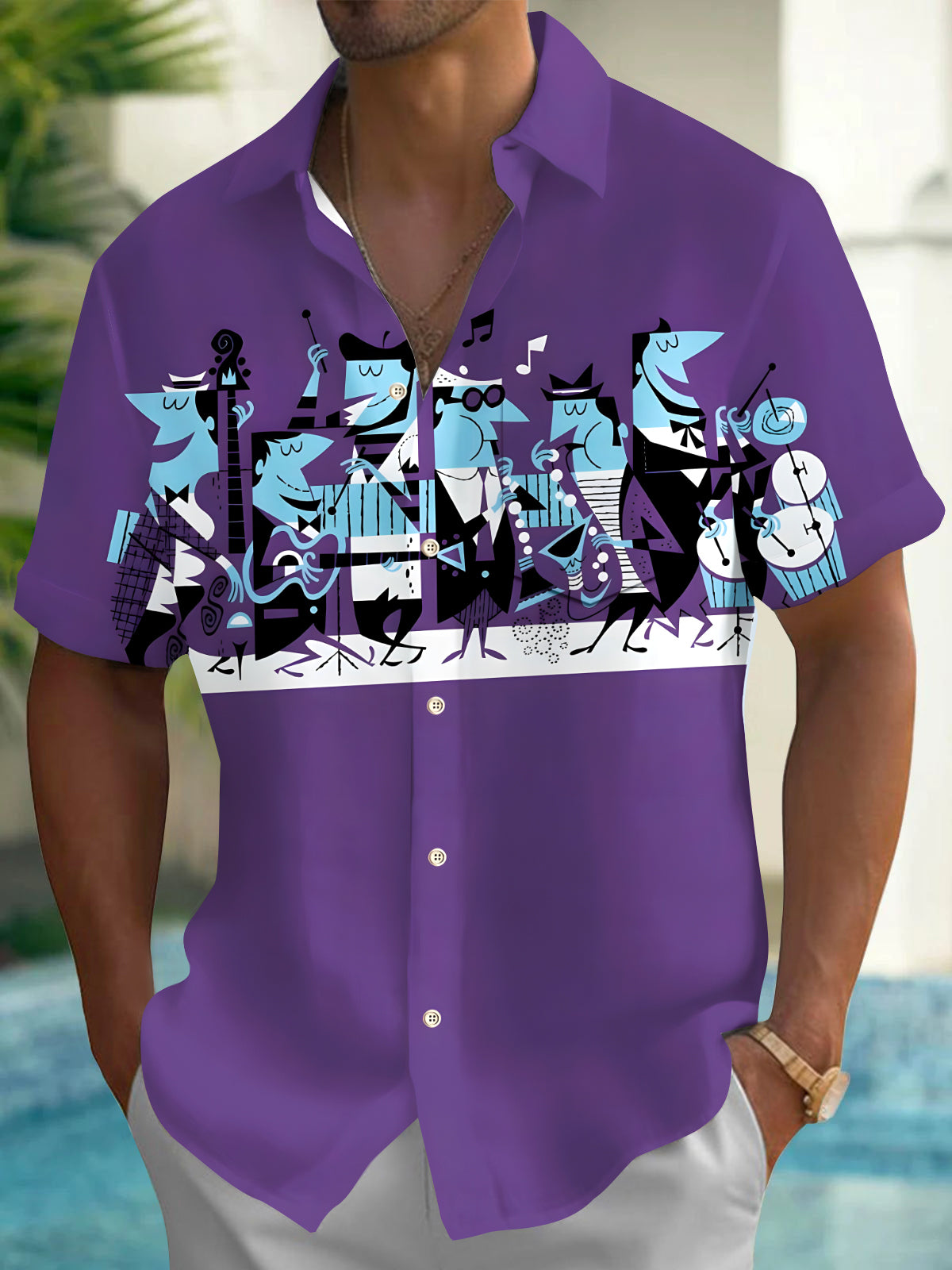 Music Band Men's Pocket Short Sleeve Shirts