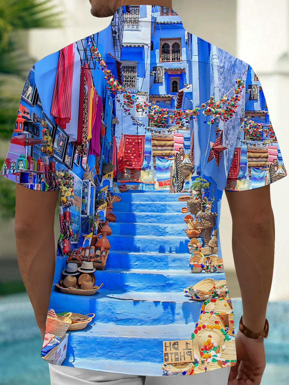 Street Print Men's Pocket Short Sleeve Shirts