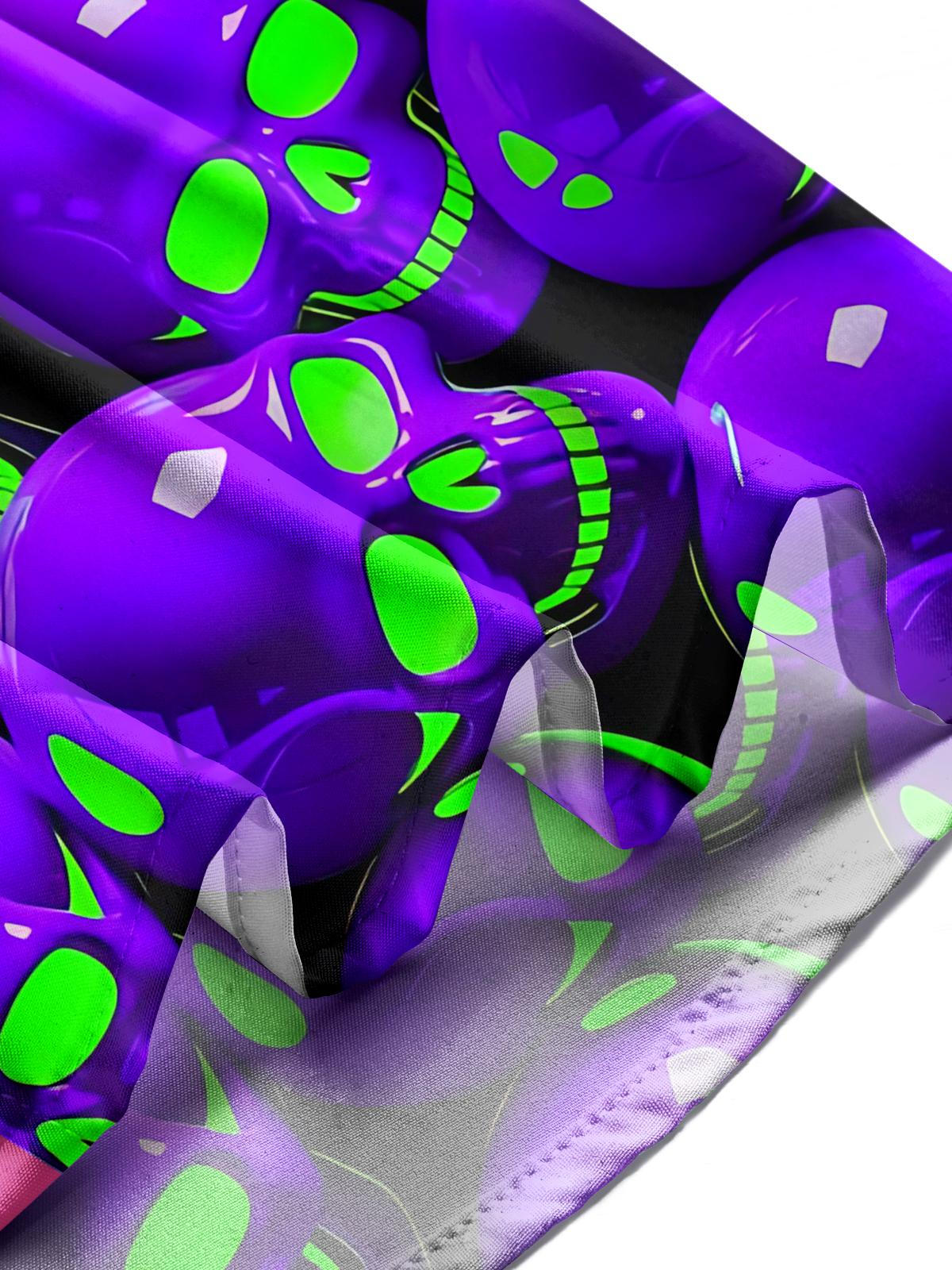 Skull Print Men's Pocket Short Sleeve Shirts